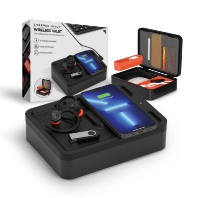 Sharper Image Wireless Valet Desk Organizer With Charging Pad, Modular Tray, And Cardholder, Compatible With Iphone 13/13 Pro/13 Pro Max, Samsung -  0843479167009