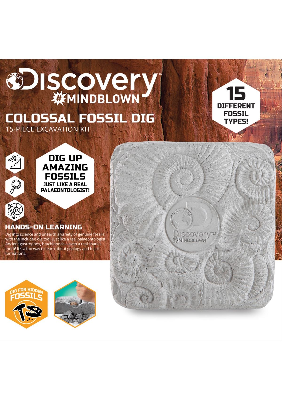 Colossal Fossil Dig Set STEM 15-Piece Archeology Excavation Kit