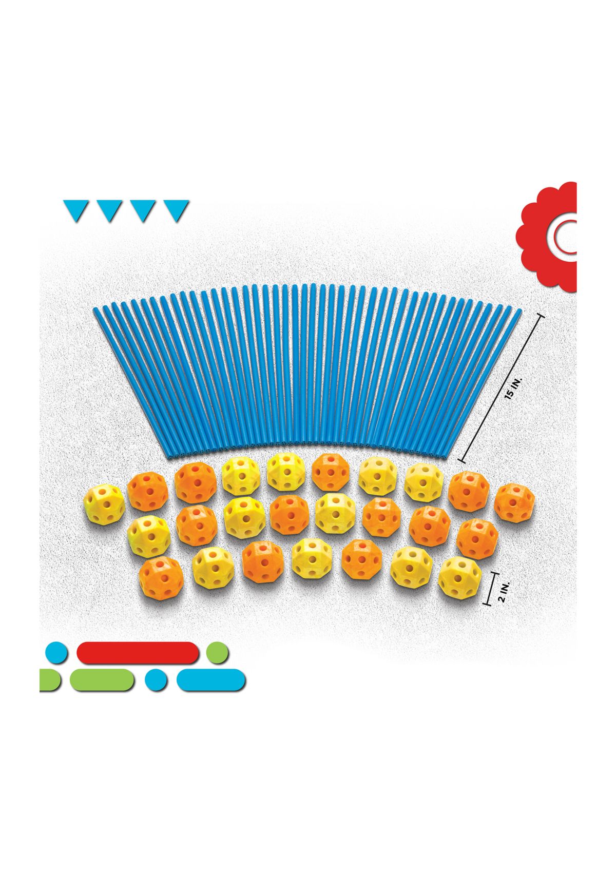 69 Piece Flexible Construction Fort with 44 Rods & 25 Connector Blocks