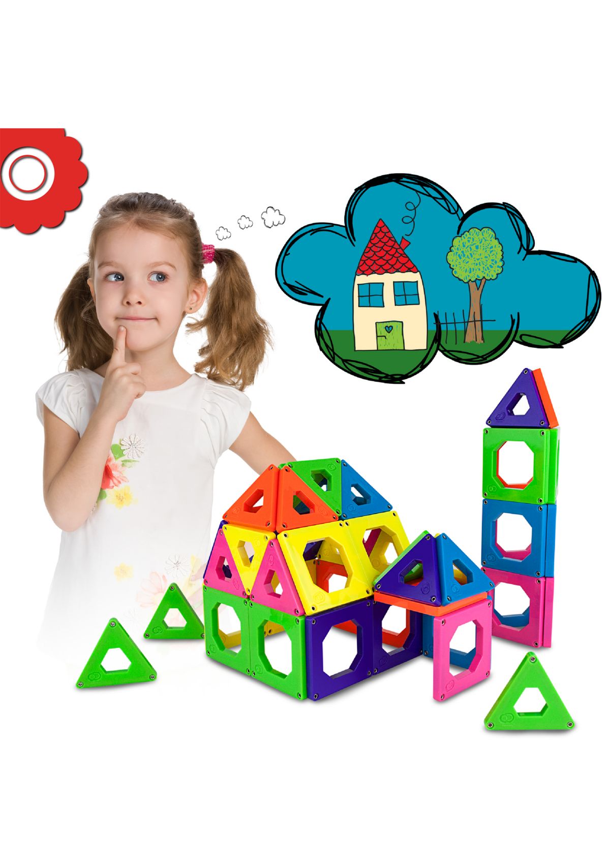 Toy Magnetic Tiles 24-Piece Set