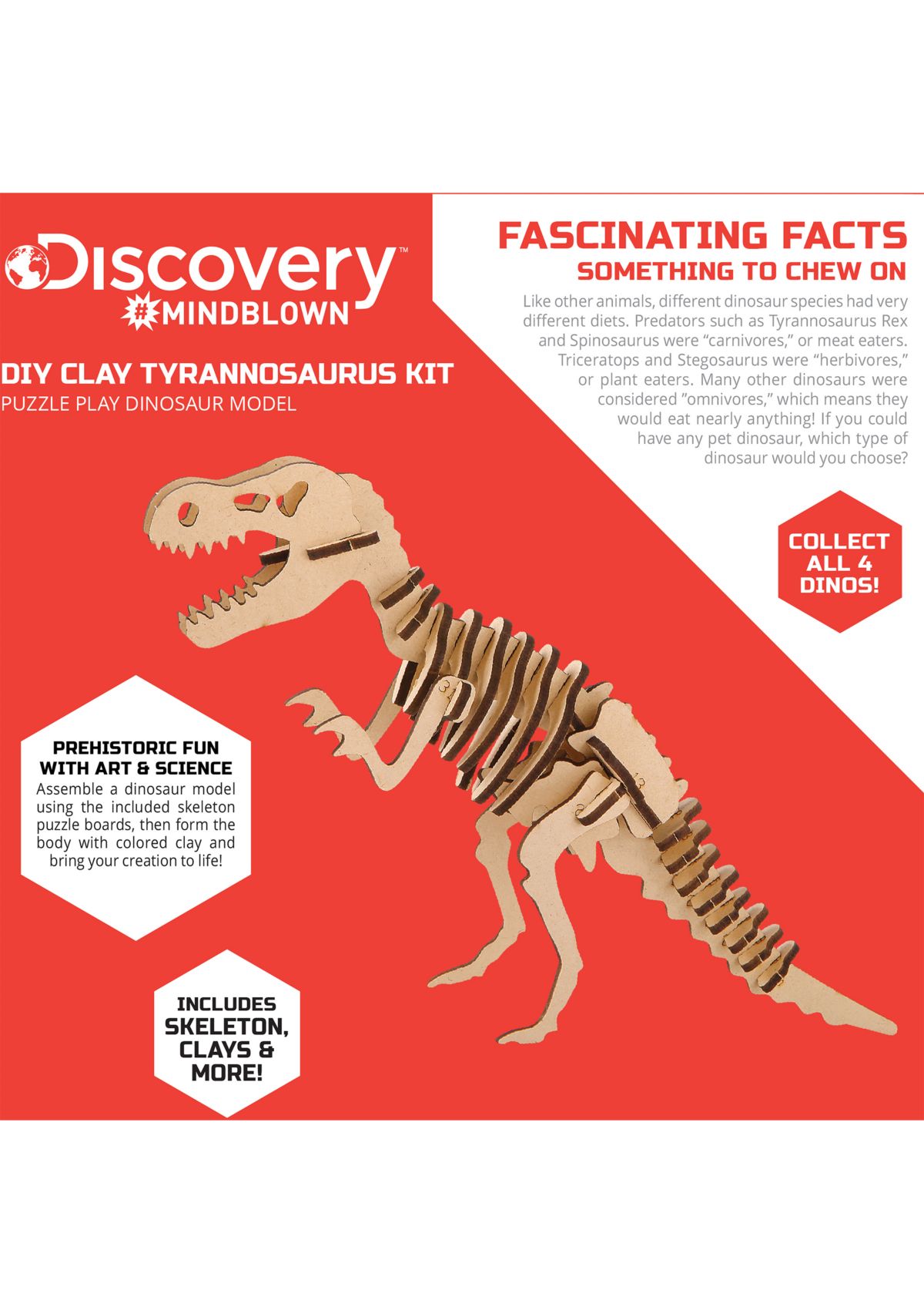  3D Wooden Puzzle Clay Dinosaur Molding Kit 