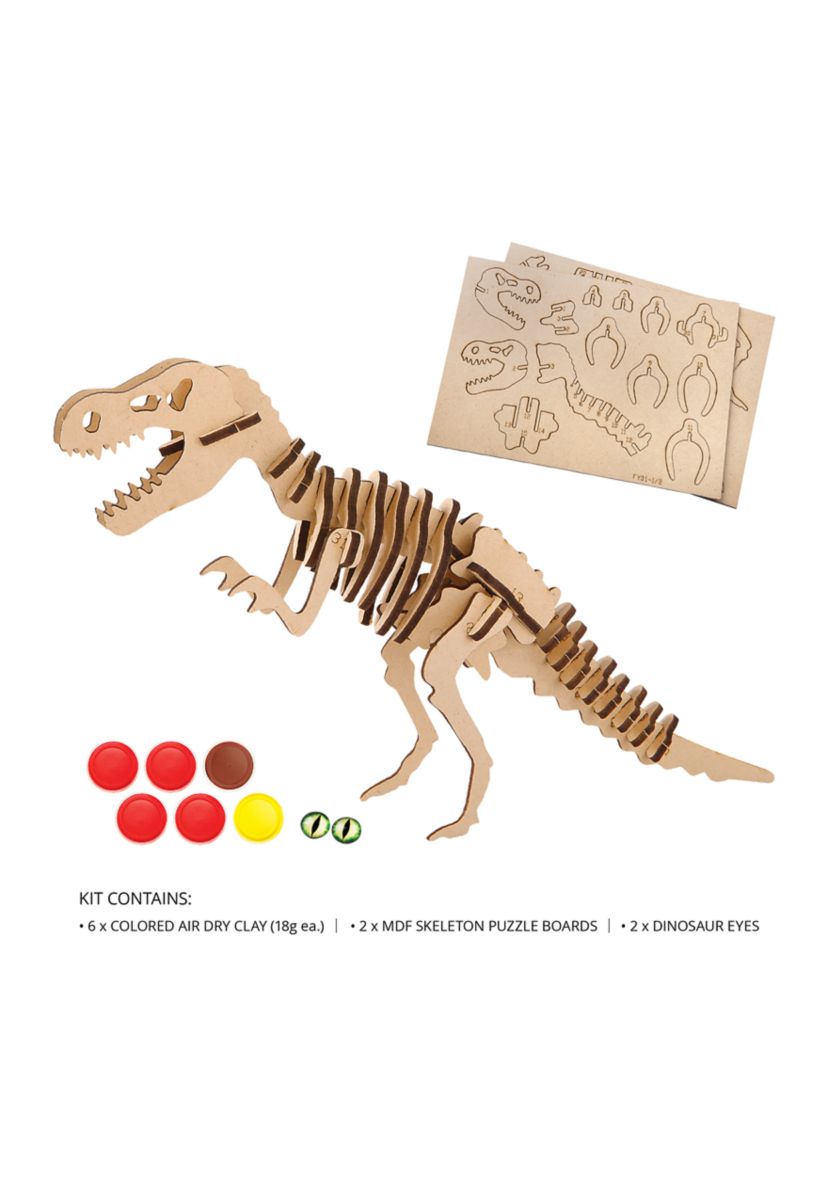  3D Wooden Puzzle Clay Dinosaur Molding Kit 