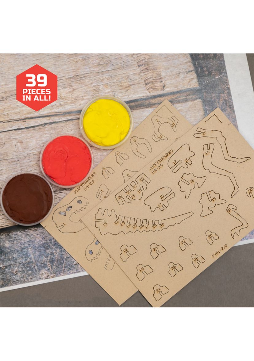  3D Wooden Puzzle Clay Dinosaur Molding Kit 