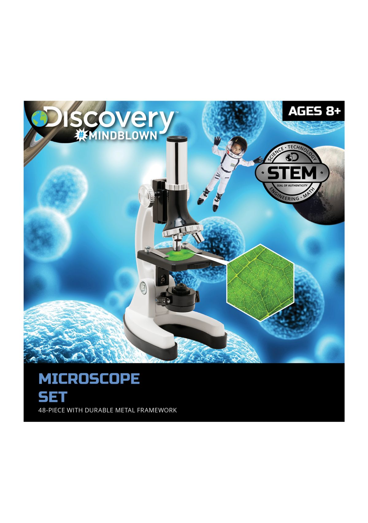  Microscope Set 52-Piece with Durable Metal Framework, 120X to 1200X Magnification  