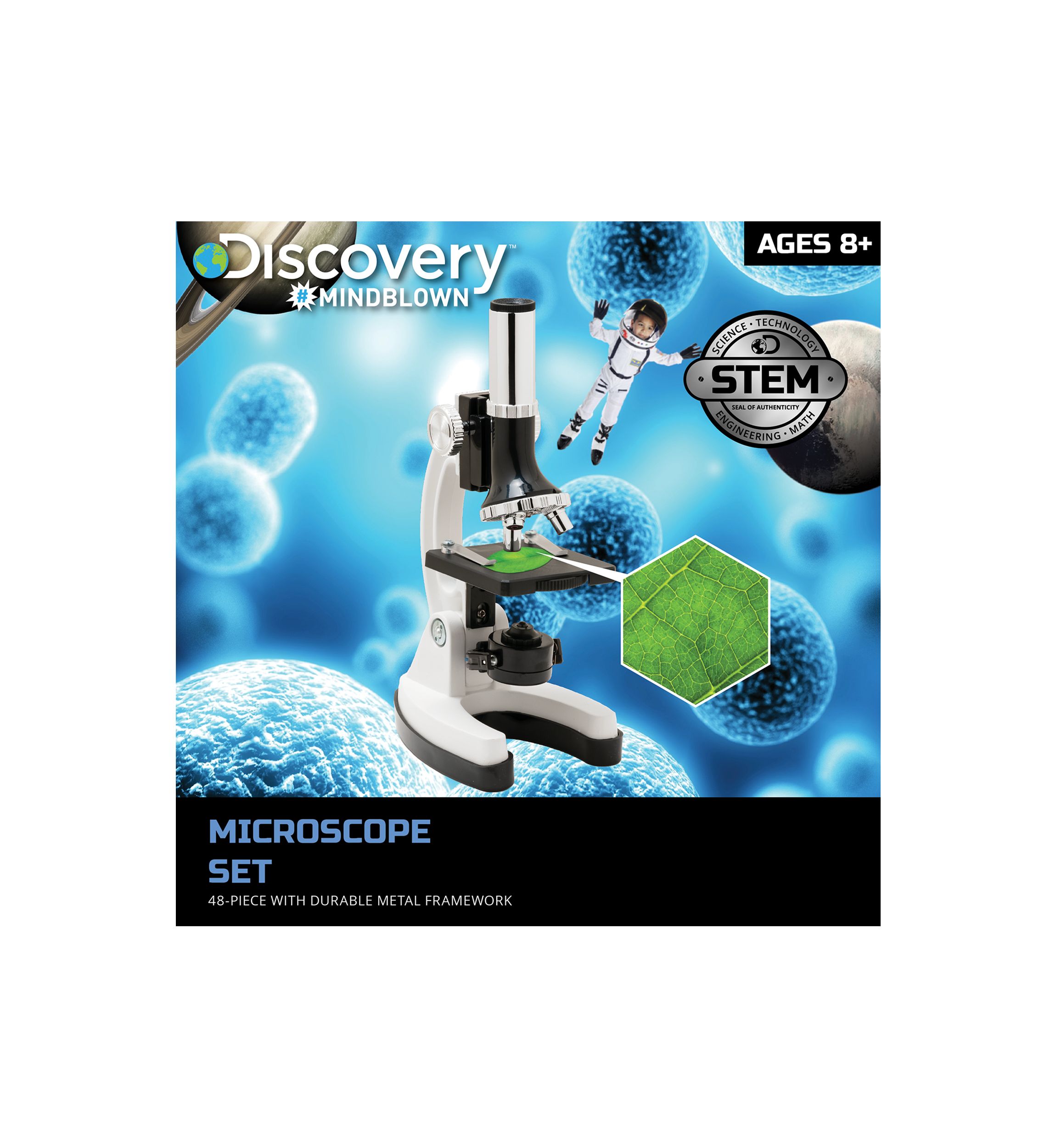 Microscope Set 52-Piece with Durable Metal Framework, 120X to 1200X Magnification  