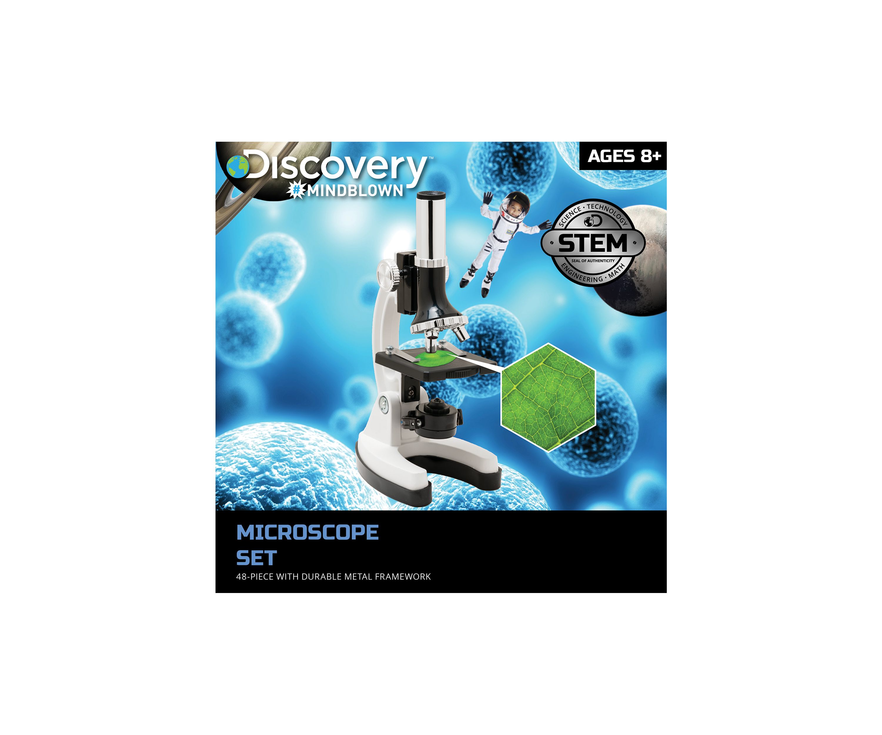  Microscope Set 52-Piece with Durable Metal Framework, 120X to 1200X Magnification  