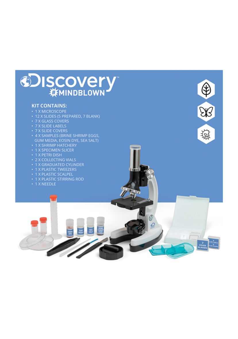  Microscope Set 52-Piece with Durable Metal Framework, 120X to 1200X Magnification  