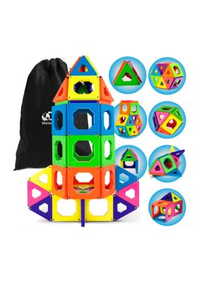 50-Piece Magnetic Building Tiles Construction Set with Storage Bag