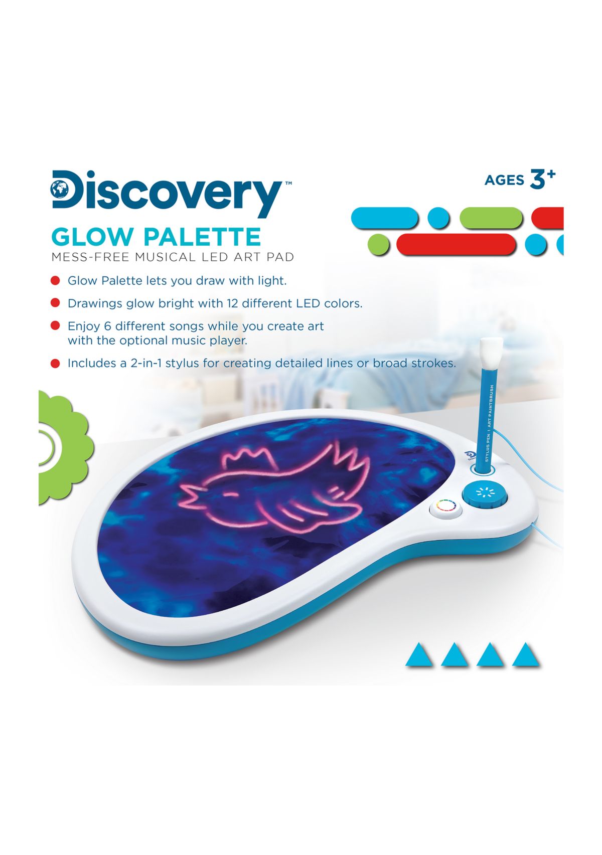 LED Glow Drawing Palette - Mess-Free Musical Art Pad