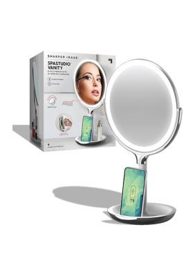 Sharper Image Wireless Charger With Mirror Round Led 8Inch