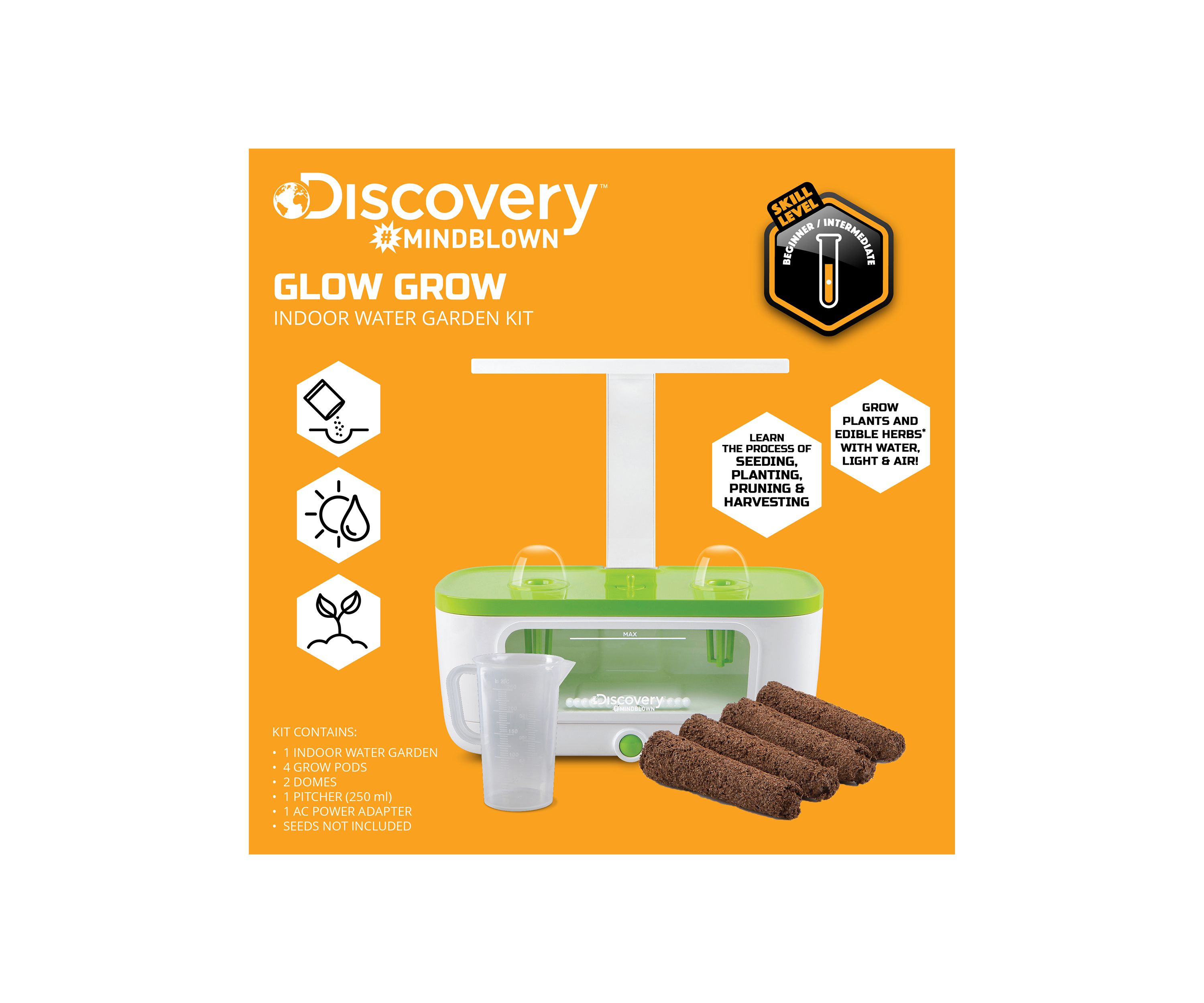 LED Glow Grow Indoor Water Herb Garden Kit