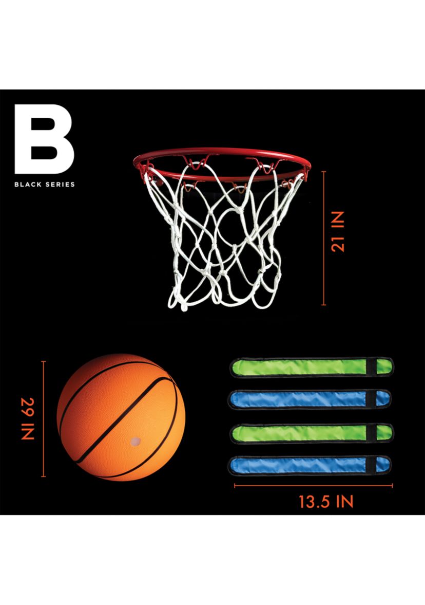 Black Series Night Glow Basketball Set, LED Light-Up Ball Net and Wristbands