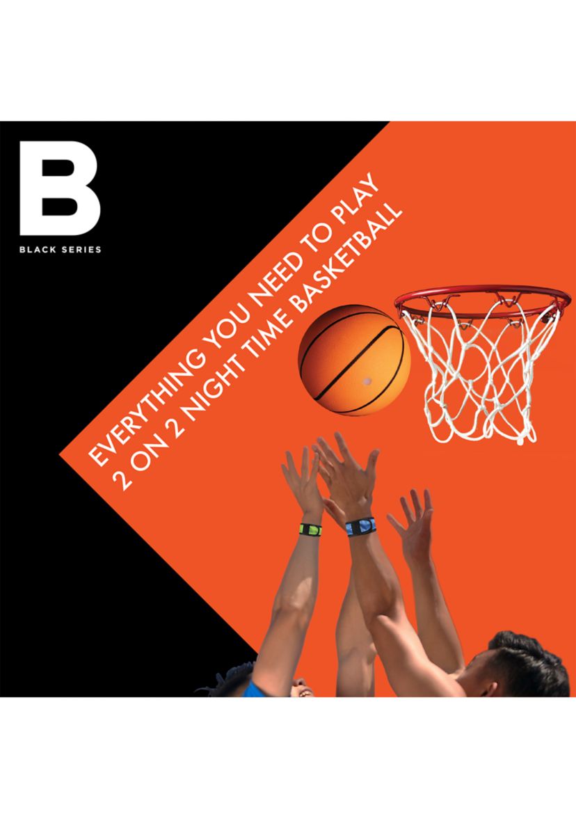 Black Series Night Glow Basketball Set, LED Light-Up Ball Net and Wristbands