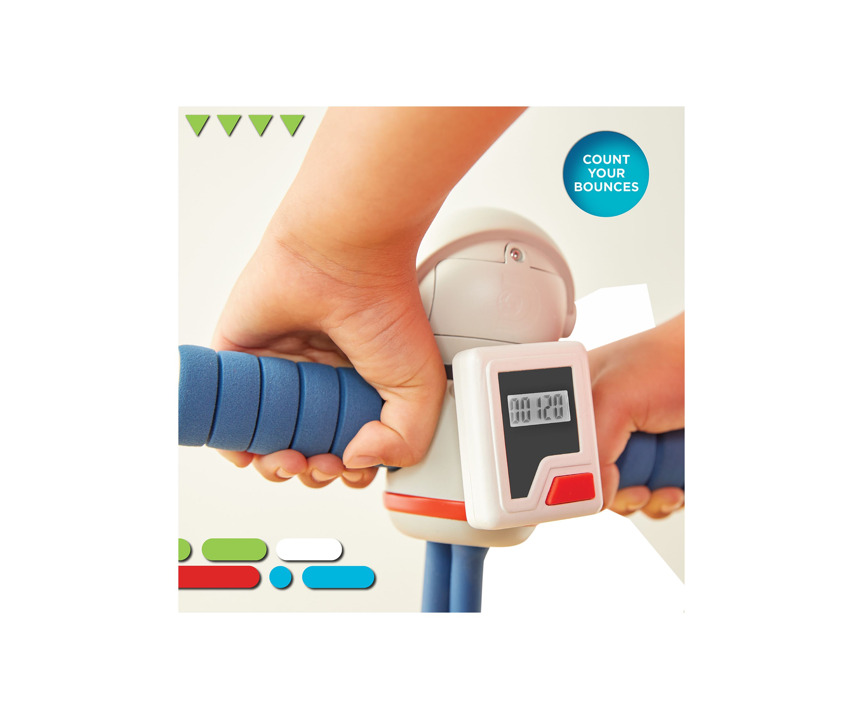 Blastoff Bounce, Indoor/Outdoor Foam Bouncer with Built In Jump Tracker, Motion-Activated Flashing Lights - Age 2+