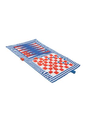 Wembley 2-in-1 Checkers and Backgammon Towel Set, Blue