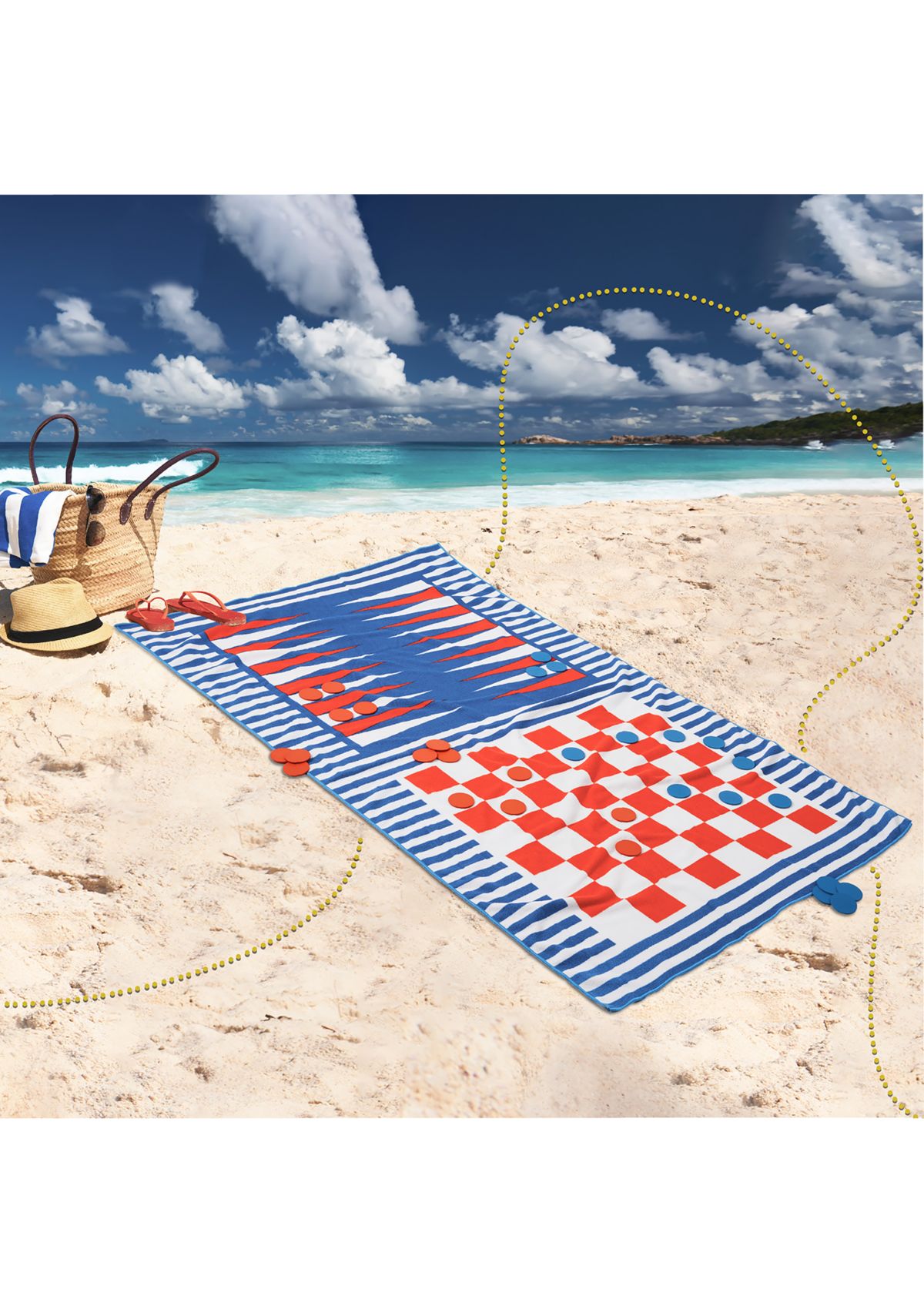2-in-1 Checkers and Backgammon Towel Set