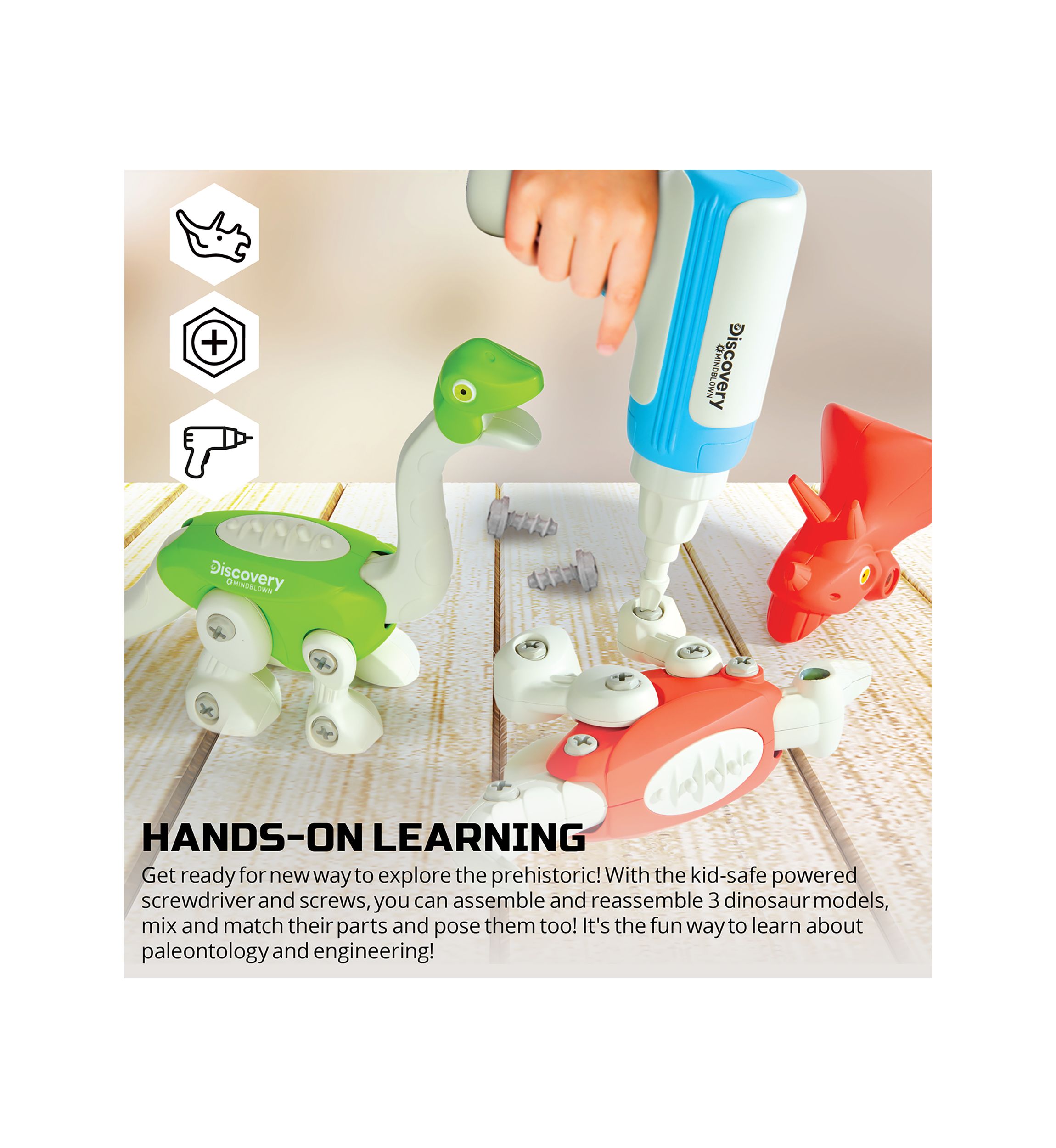 Dinosaur Construction 90-Piece Action Model Build Kit