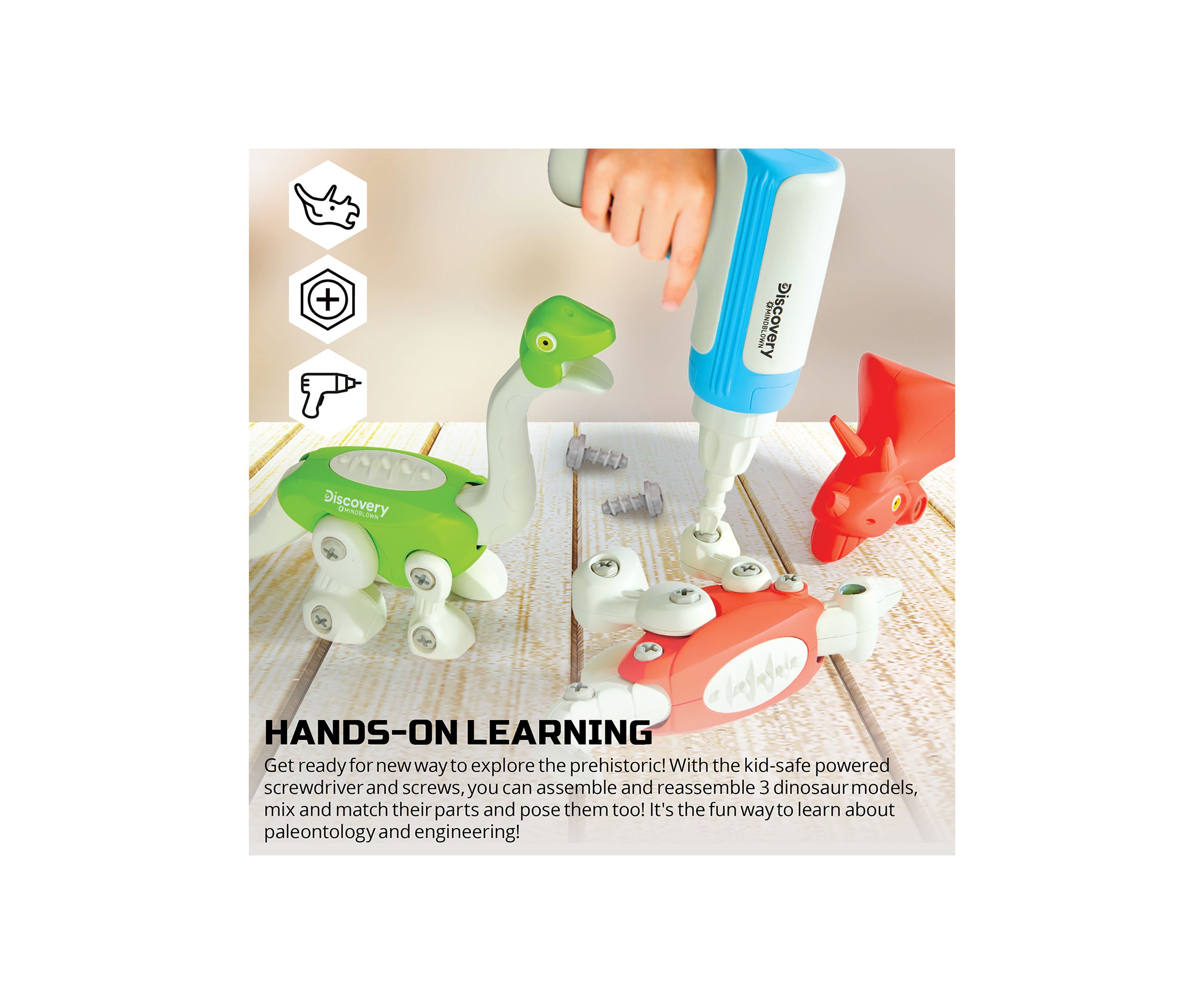 Dinosaur Construction 90-Piece Action Model Build Kit