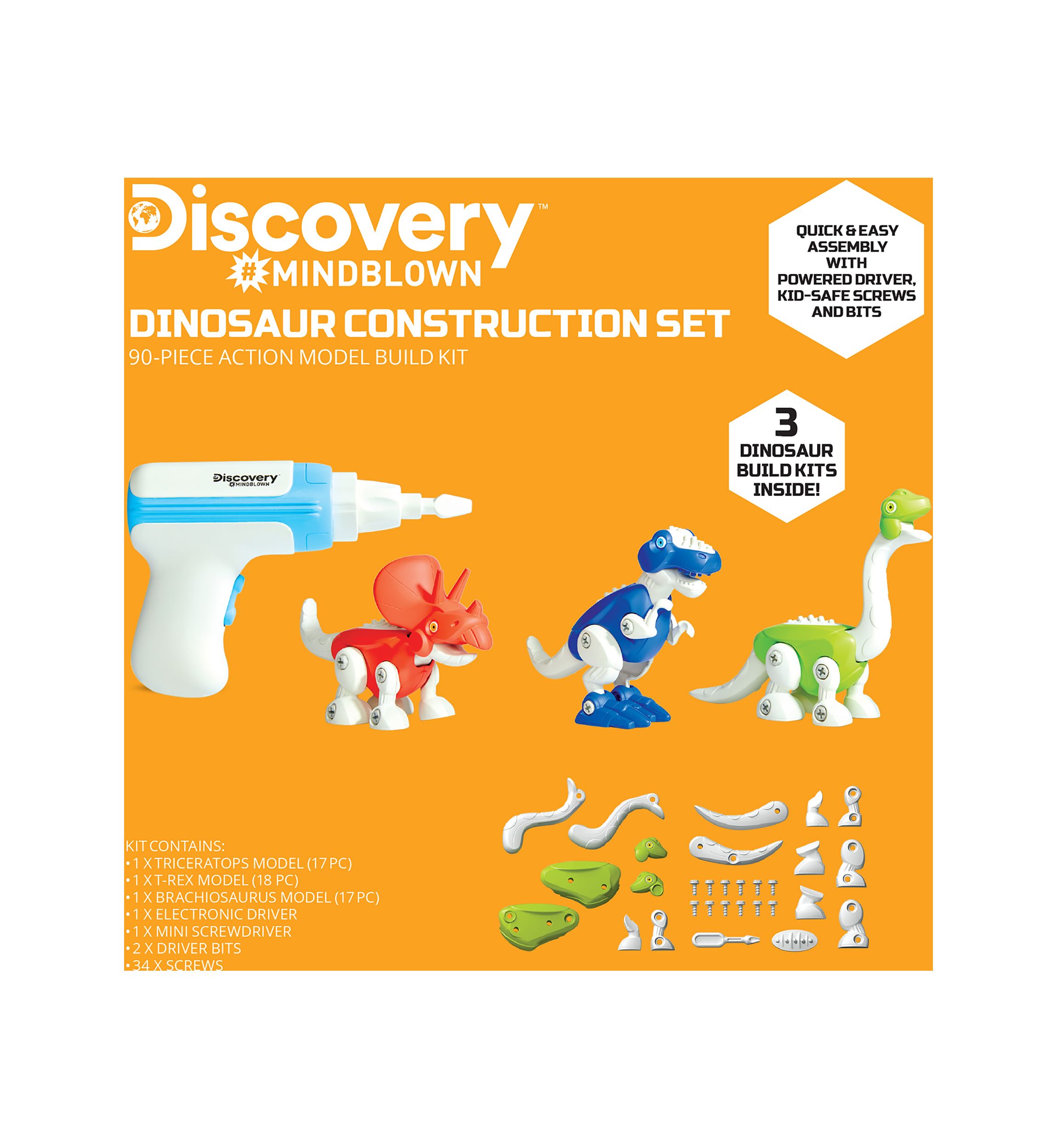 Dinosaur Construction 90-Piece Action Model Build Kit
