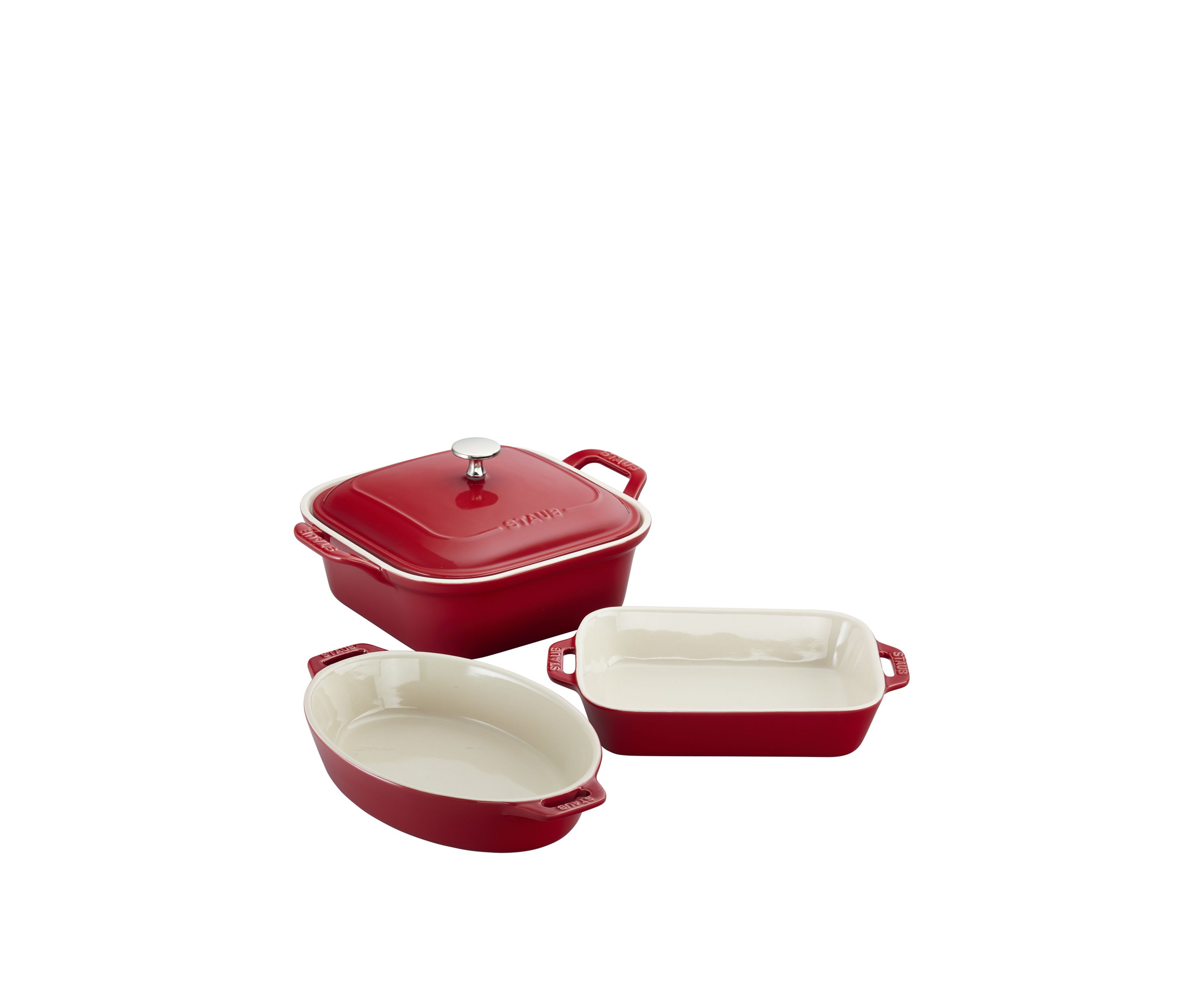 4pc Mixed Baking Dish Set Cherry