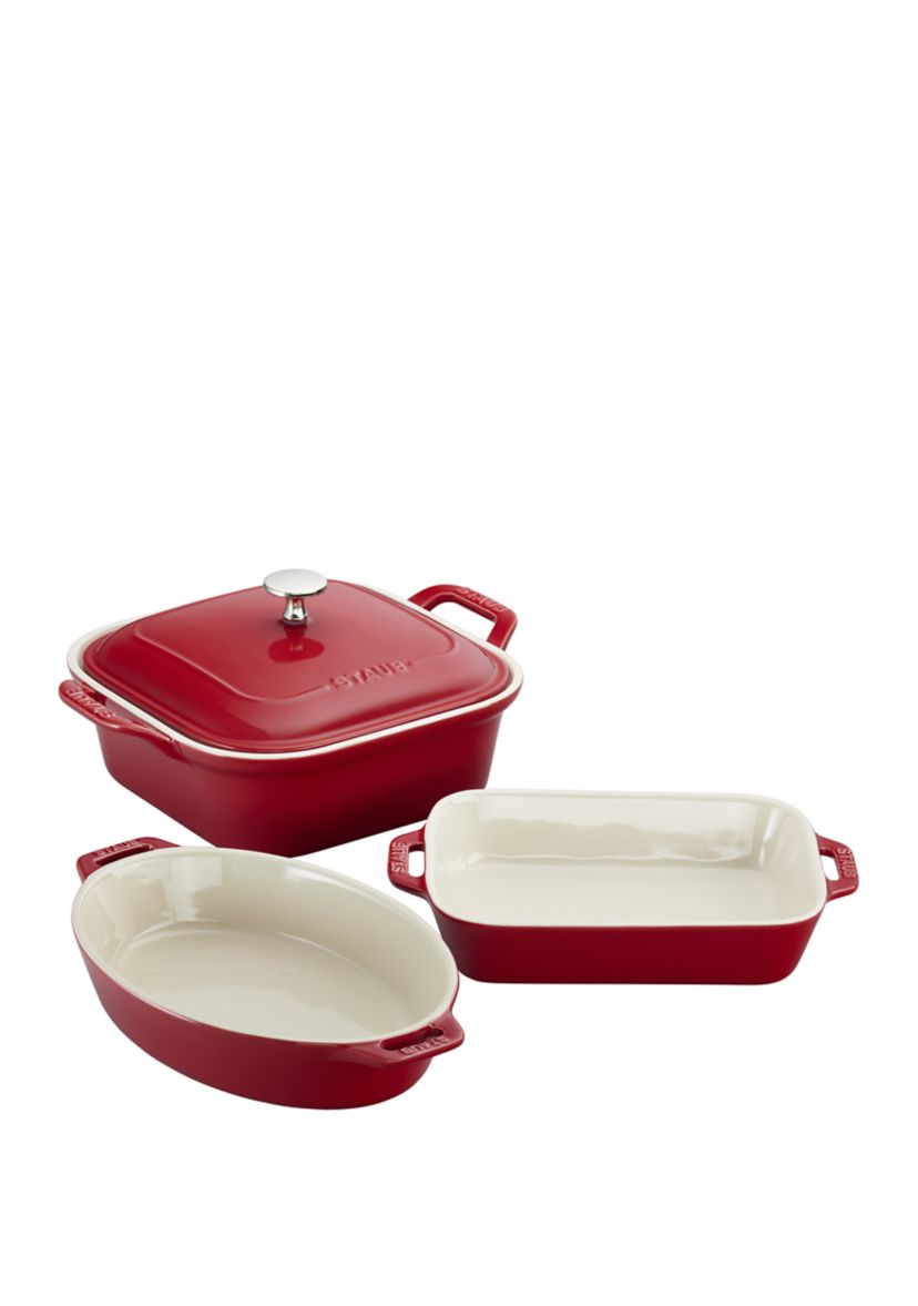 4pc Mixed Baking Dish Set Cherry