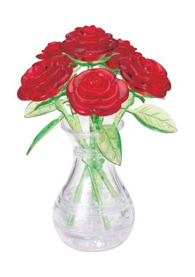 3D Crystal Puzzle - Roses in a Vase: 44 Pcs