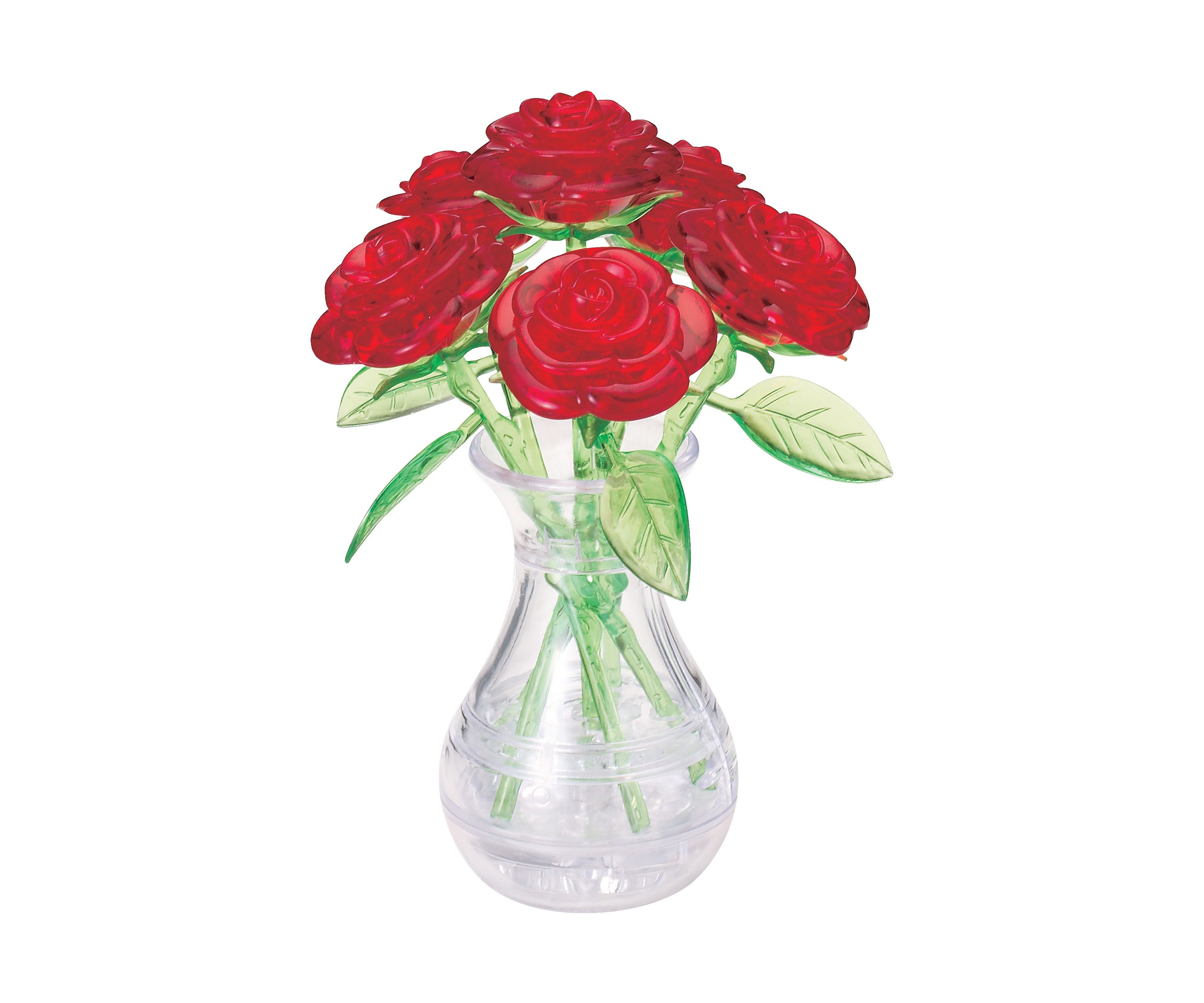 3D Crystal Puzzle - Roses in a Vase: 44 Pcs