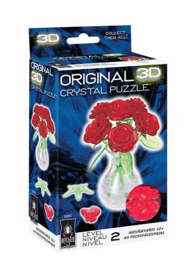 3D Crystal Puzzle - Roses in a Vase: 44 Pcs