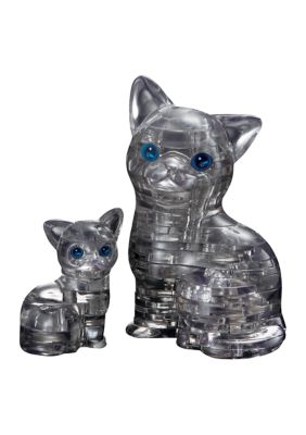 3D Crystal Puzzle - Cat & Kitten (Black): 49 Pcs