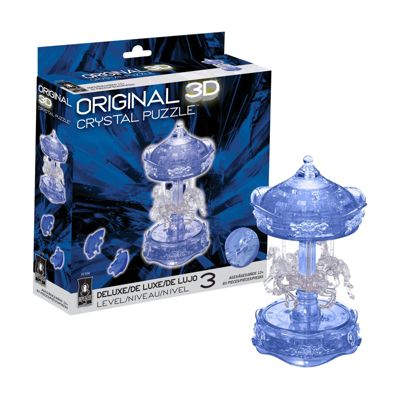 3D Crystal Puzzle - Carousel (Blue/Clear): 83 Pcs