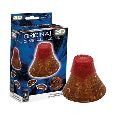 3D Crystal Puzzle - Volcano (Brown/Red): 40 Pcs