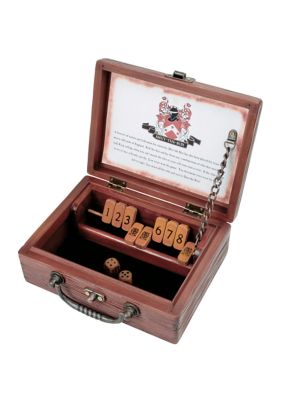 Front Porch Classics, Circa Shut the Box, juego de dados de madera con 9 números con estuche para viajes, para adultos y niños a partir de 8 años