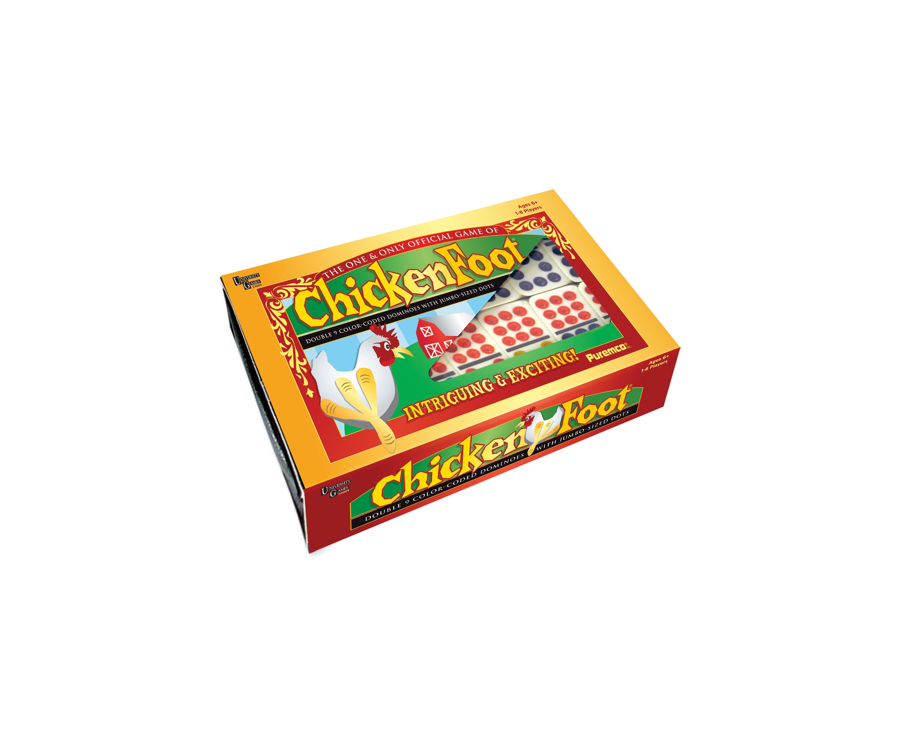 ChickenFoot Double 9 Color Dot Dominoes - Professional Size