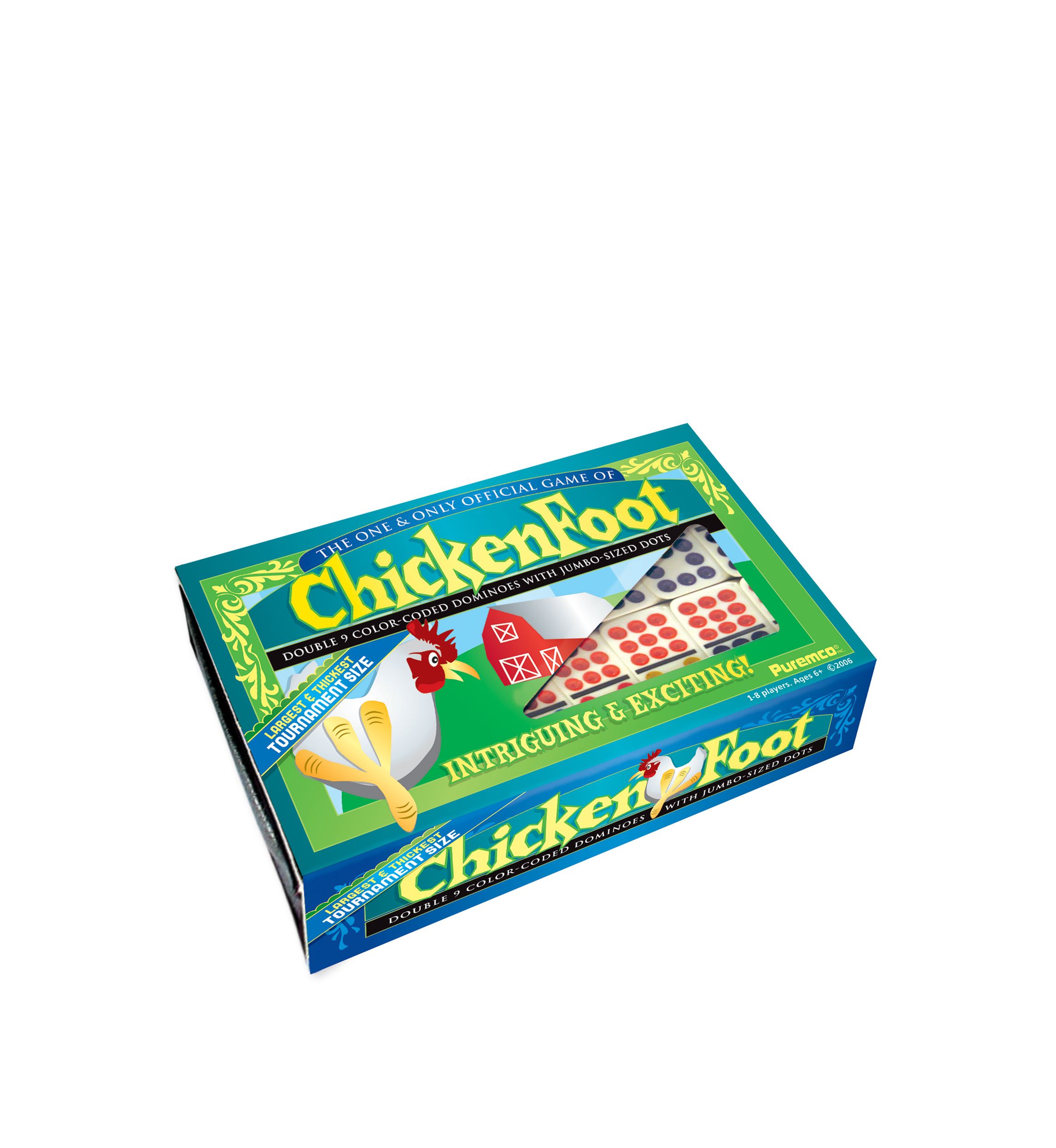 Tournament Size ChickenFoot Double 9 Color Dot Dominoes