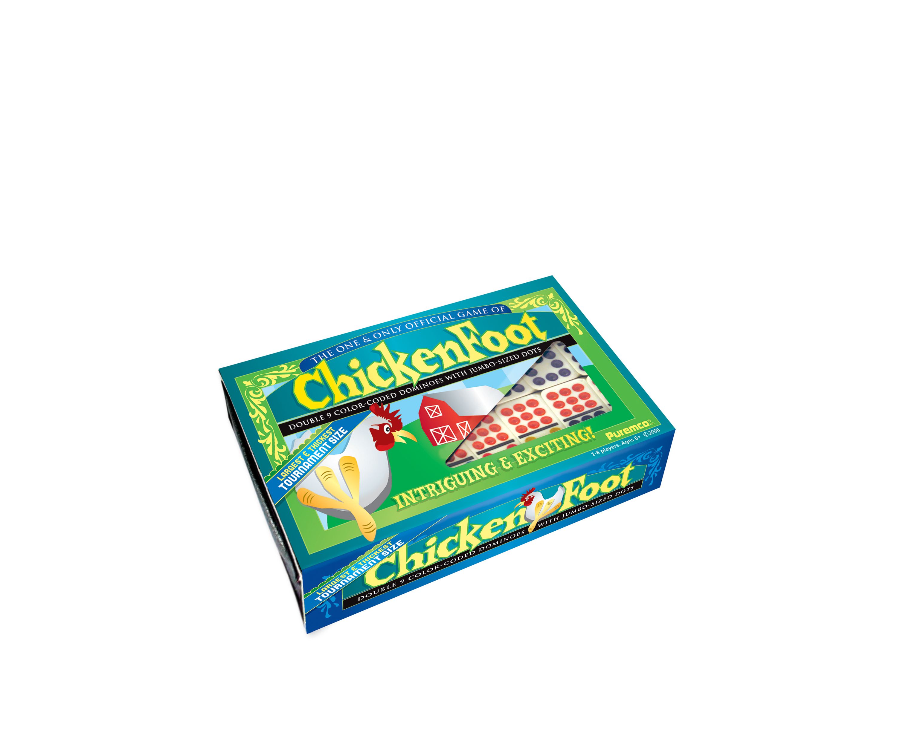 Tournament Size ChickenFoot Double 9 Color Dot Dominoes