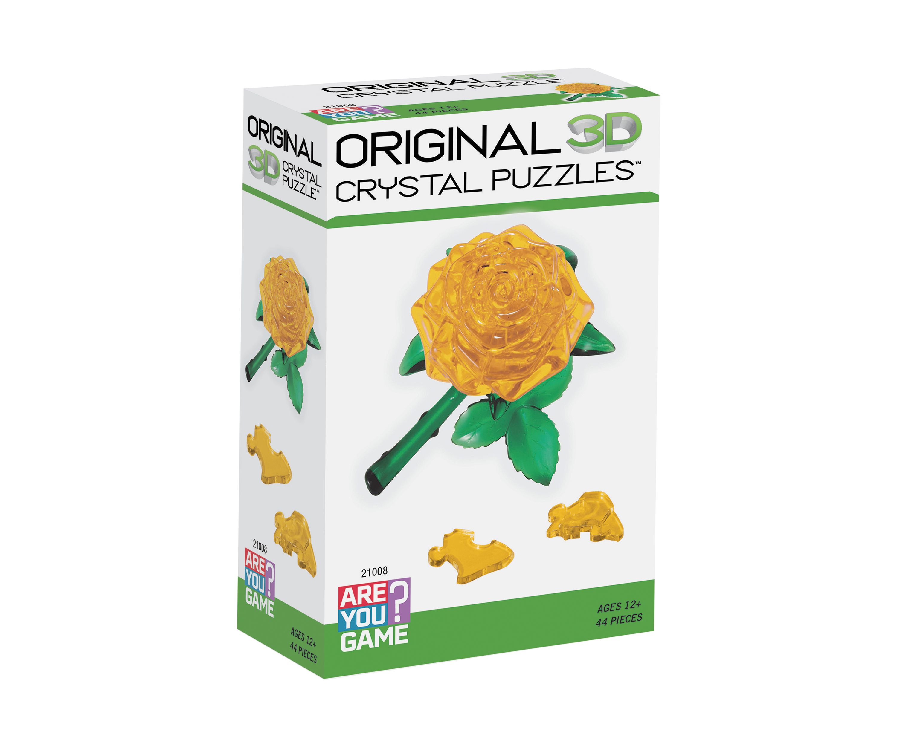 3D Crystal Puzzle - Rose (Yellow): 44 Pcs