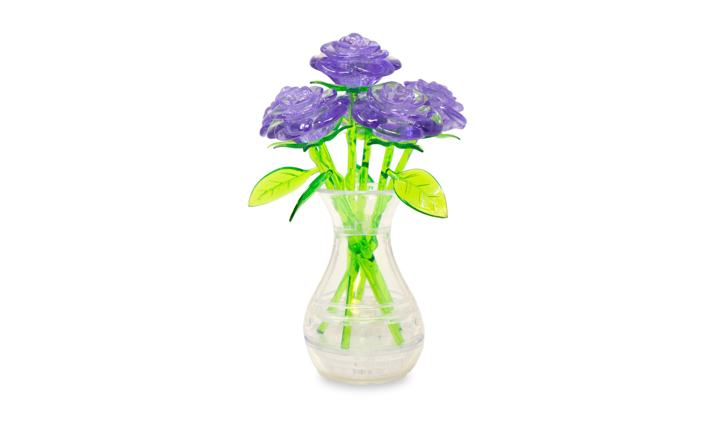3D Crystal Puzzle - Roses in a Vase (Purple): 47 Pcs