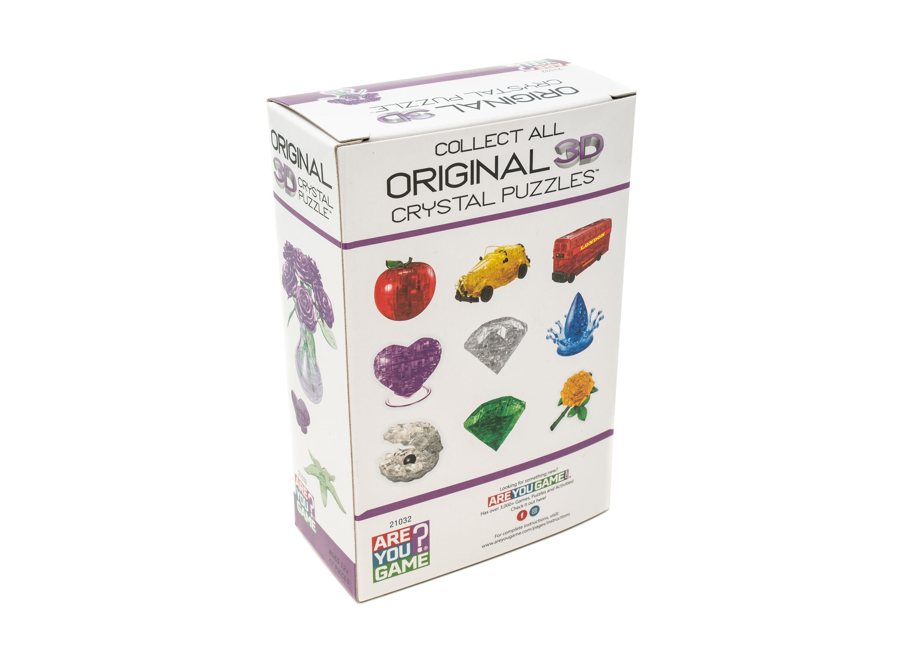 3D Crystal Puzzle - Roses in a Vase (Purple): 47 Pcs