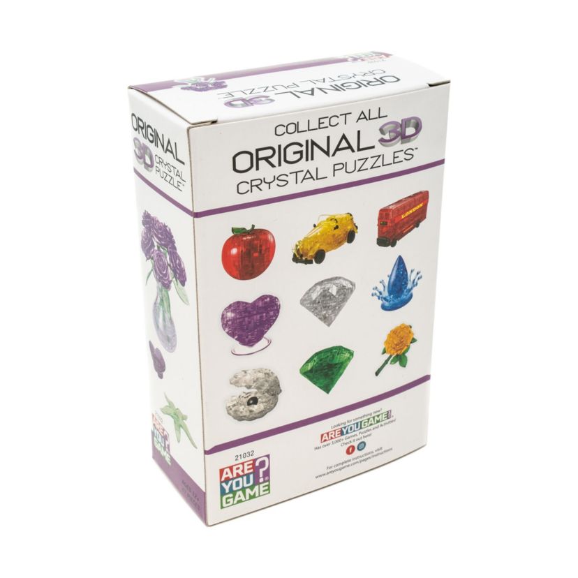3D Crystal Puzzle - Roses in a Vase (Purple): 47 Pcs