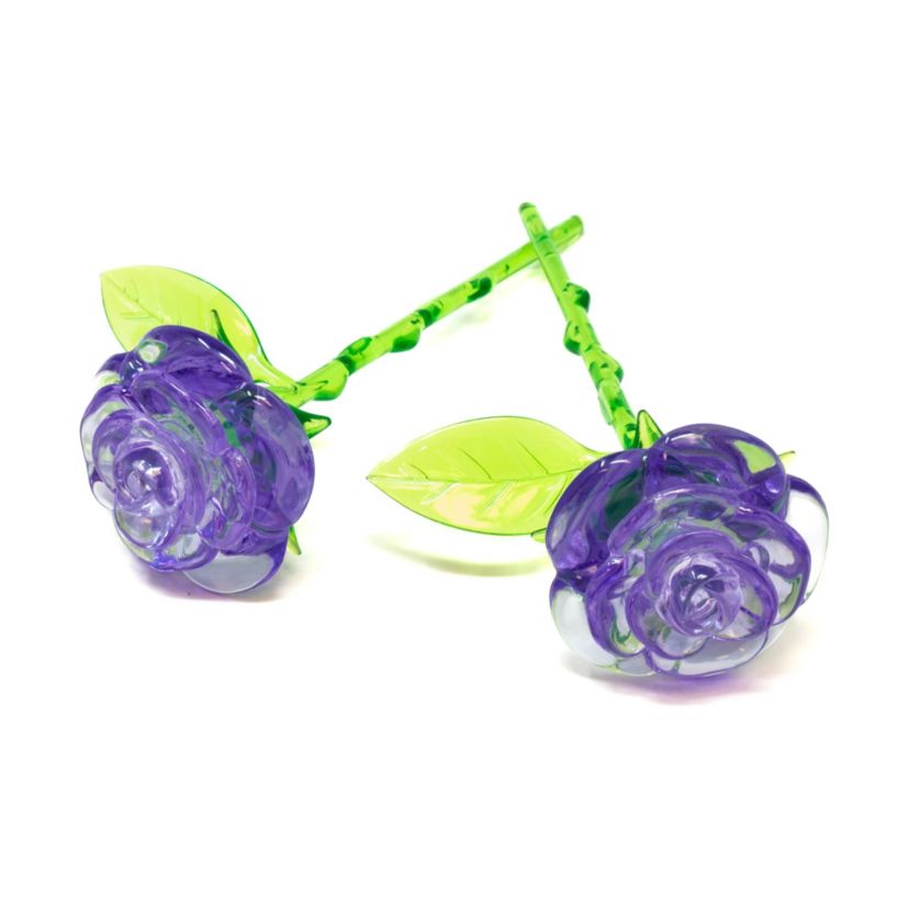 3D Crystal Puzzle - Roses in a Vase (Purple): 47 Pcs