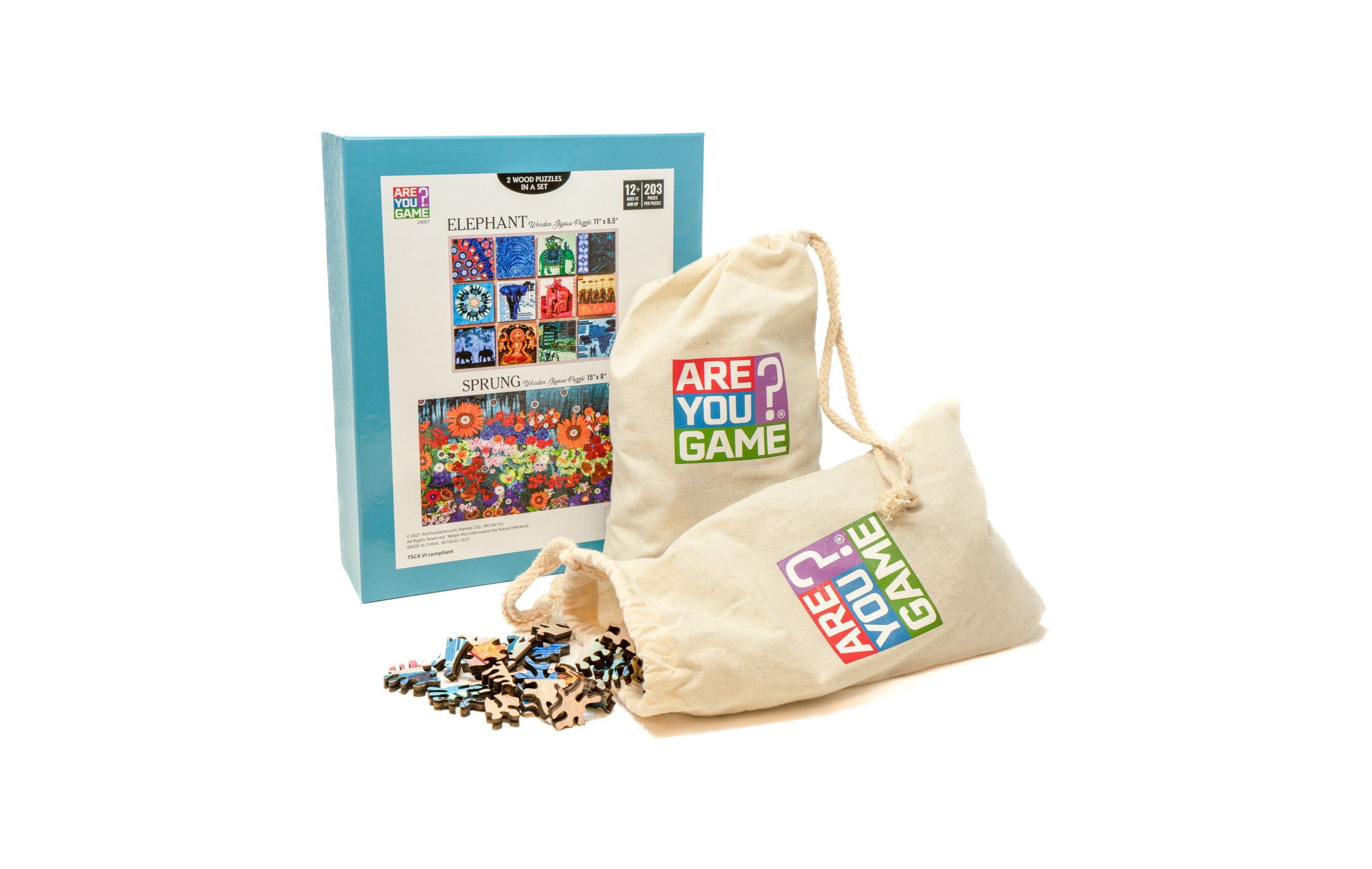 Wooden Jigsaw Puzzle Set - Elephant & Sprung: 406 Pcs