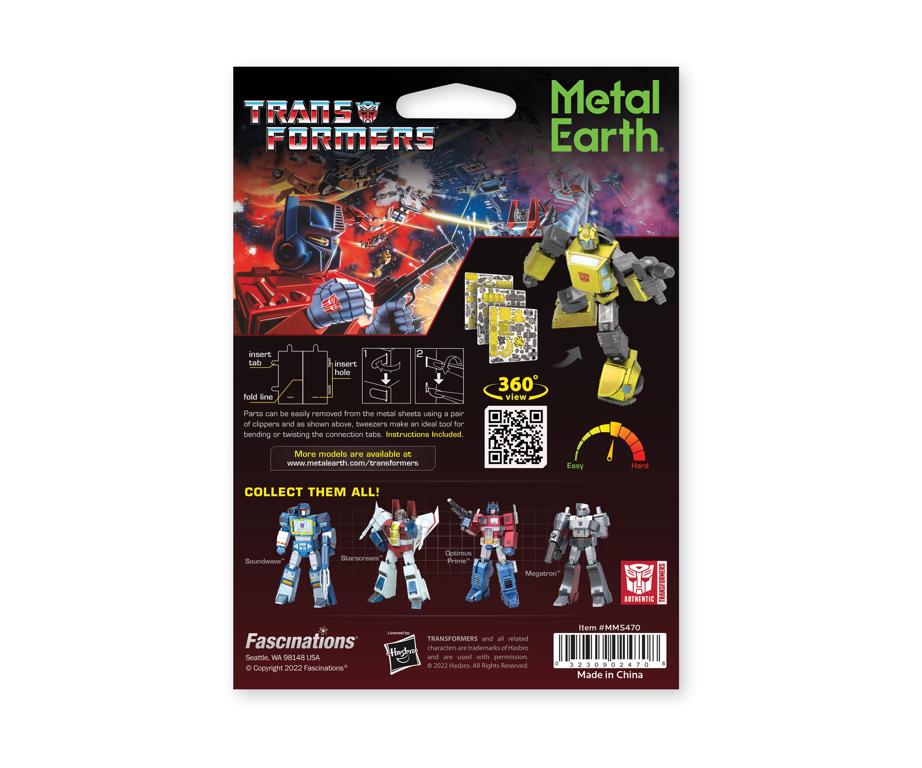 Metal Earth 3D Metal Model Kit - Transformers Color Bumblebee
