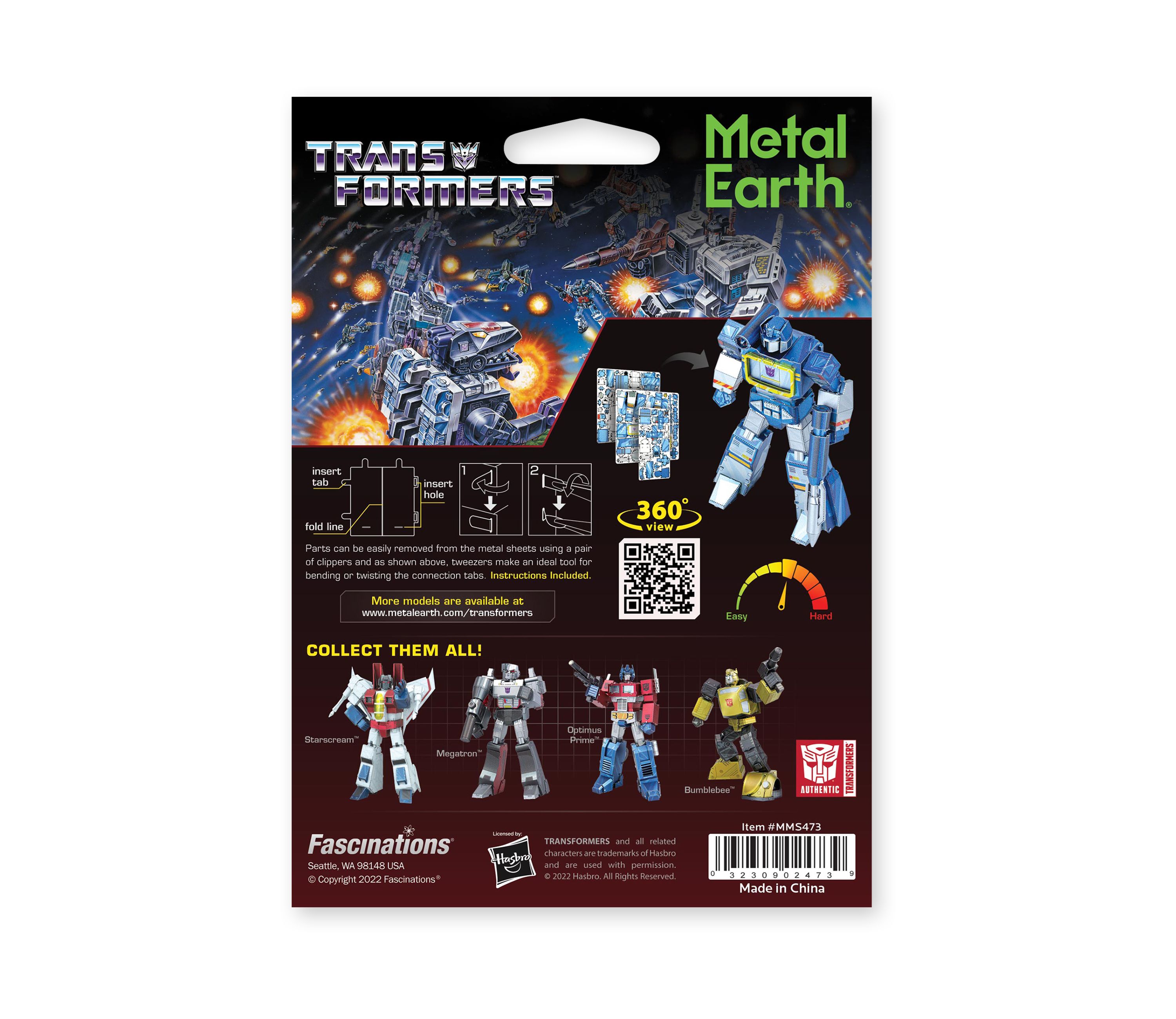 Metal Earth 3D Metal Model Kit - Transformers Color Soundwave