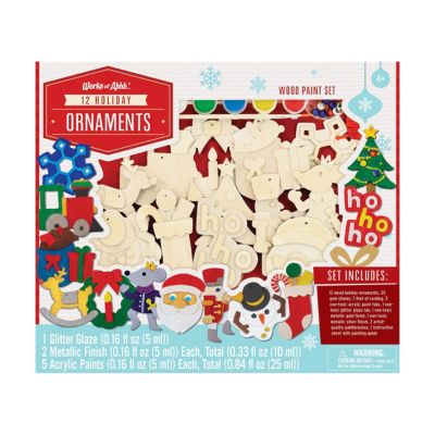 Masterpieces Puzzles Works Of Ahhh... Wood Painting Kit - 12 Holiday Ornaments -  0705988219122