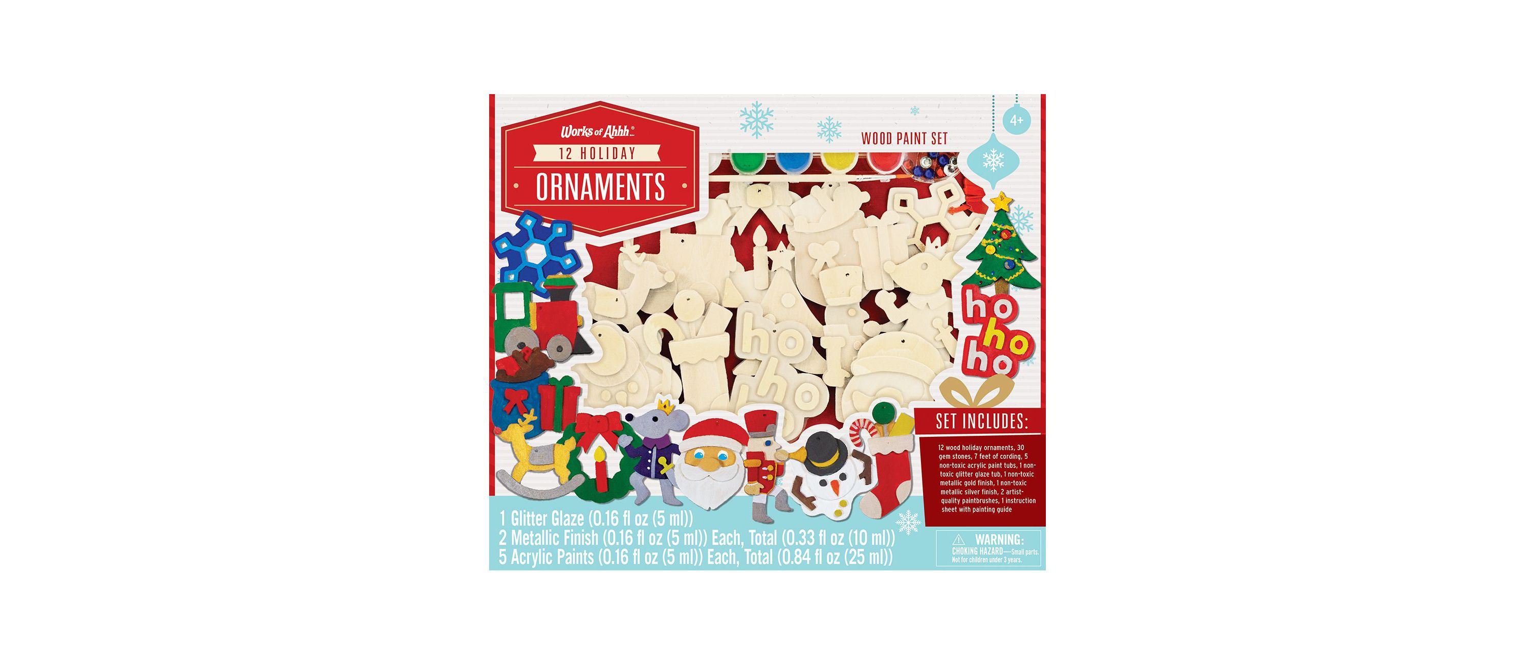 Works of Ahhh... Wood Painting Kit - 12 Holiday Ornaments