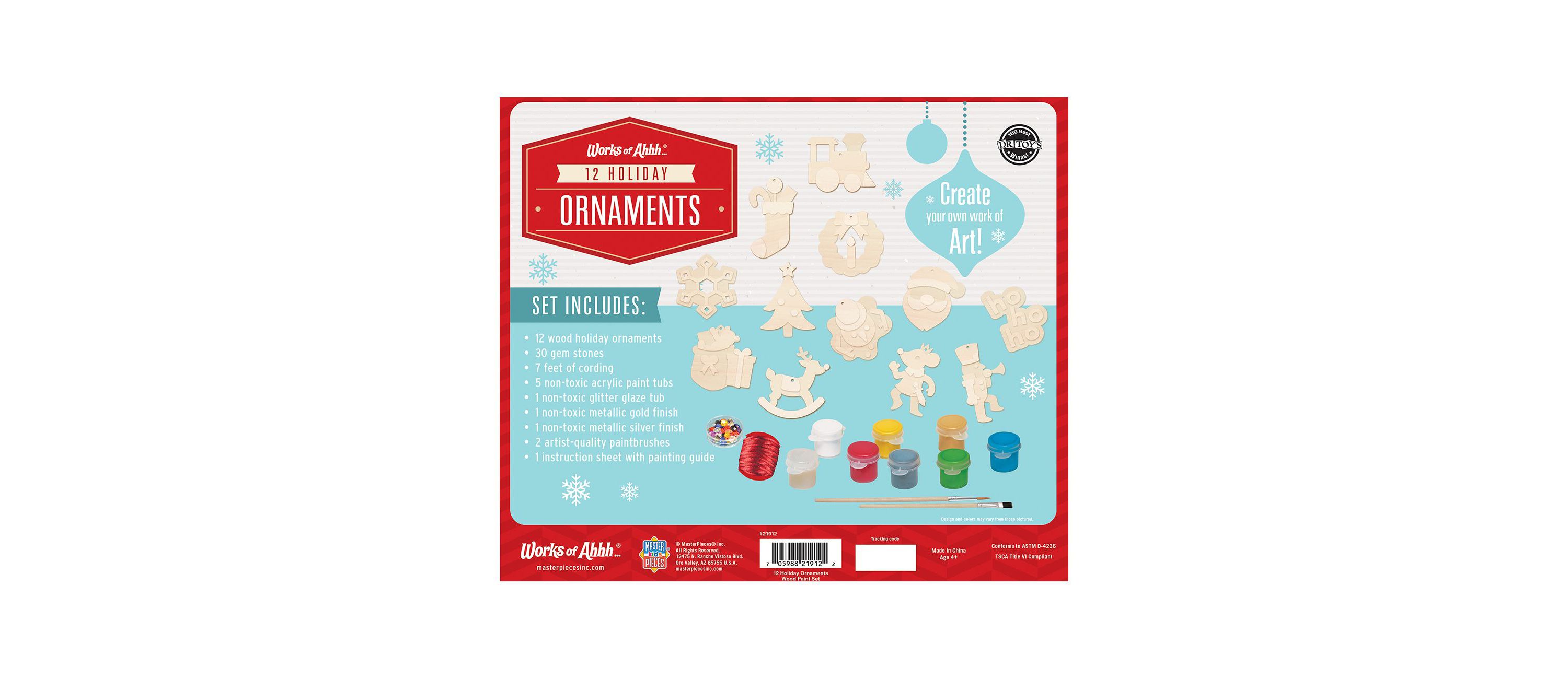 Works of Ahhh... Wood Painting Kit - 12 Holiday Ornaments