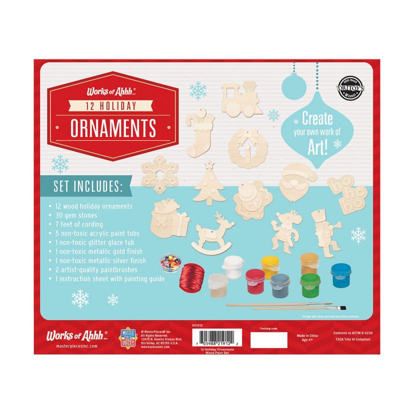 Works of Ahhh... Wood Painting Kit - 12 Holiday Ornaments