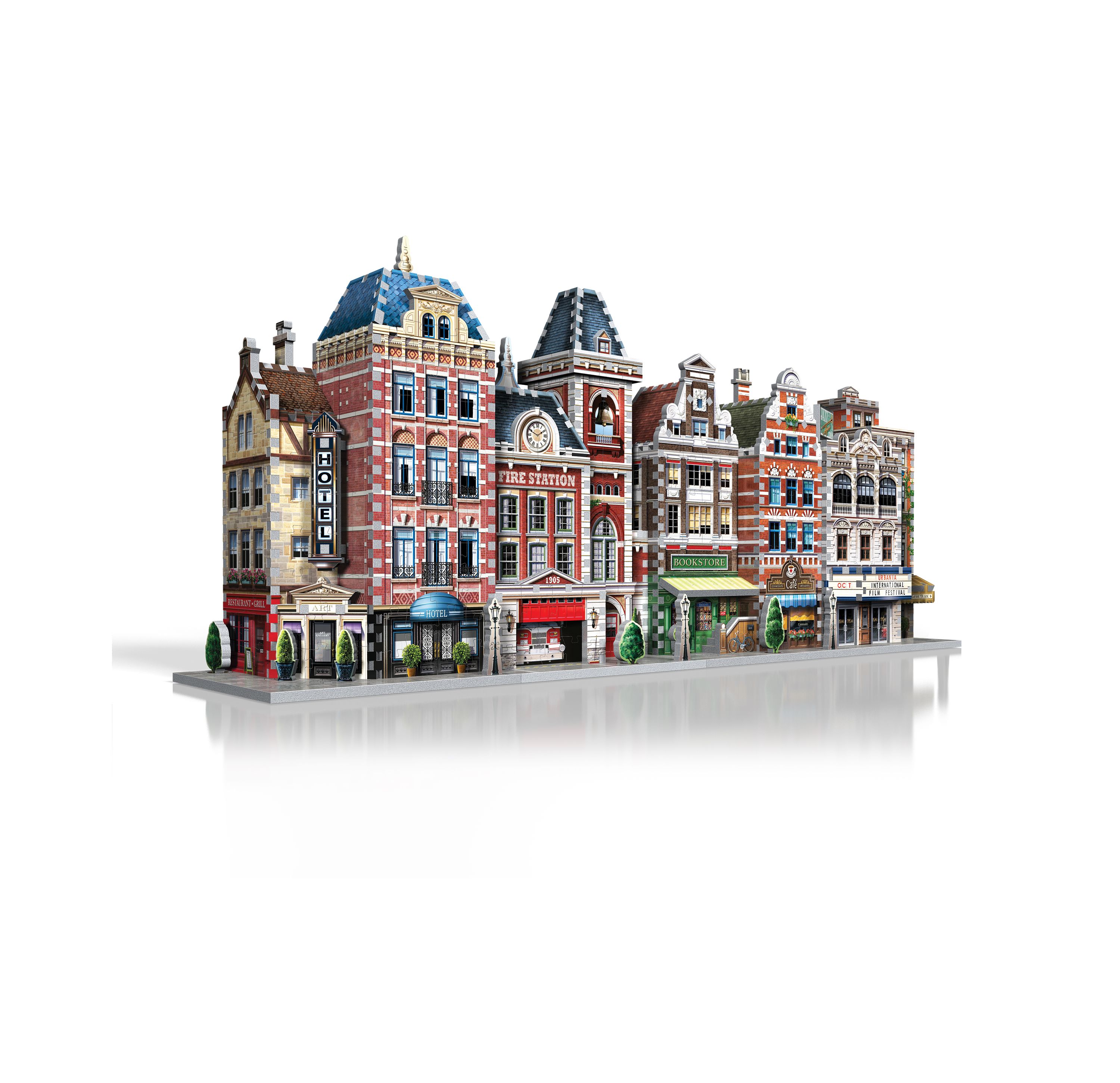 Urbania Collection - 4 3D Puzzles: Hotel, Cinema, Cafe, and Fire Station: 1165 Pcs