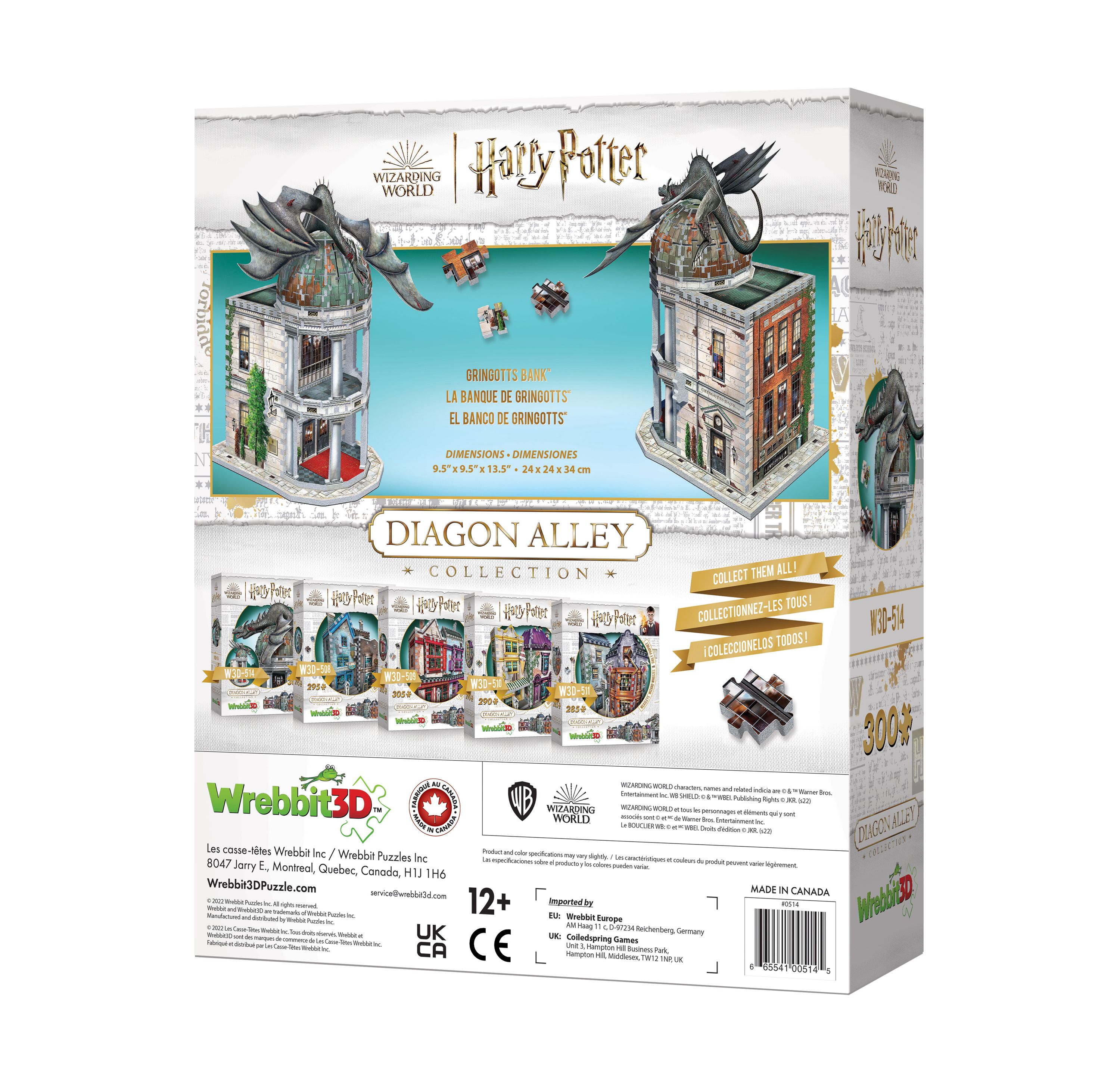 Harry Potter Diagon Alley Collection - Gringotts Bank 3D Puzzle: 300 Pcs