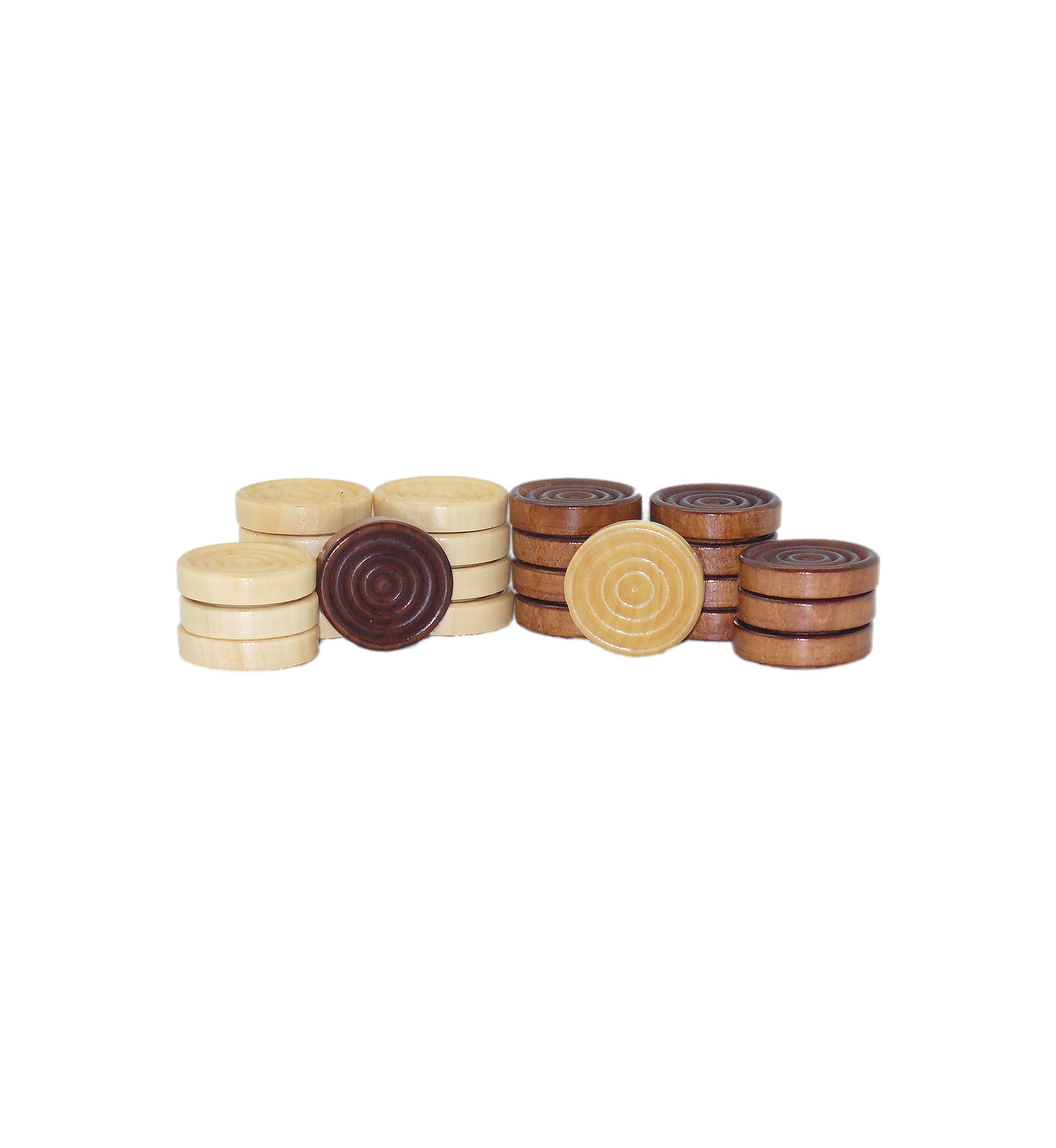 Set of 24 Stackable Wood Grooved Checkers - 1.5"